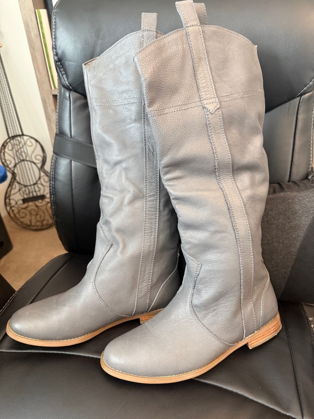 J.Jill Classic Knee-High Leather Boots in Gray